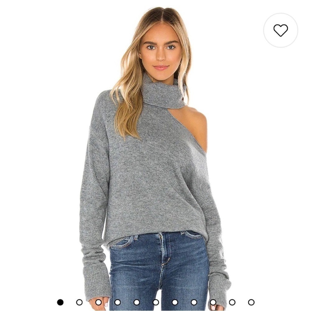 PAIGE Raundi Open Shoulder Sweater Long Sleeve Heather Grey Relaxed Fit Wool XS